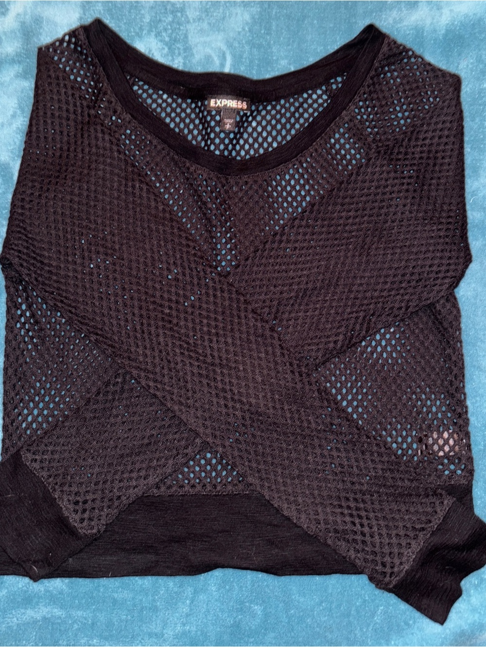 Express Black Mesh Long Sleeve Top